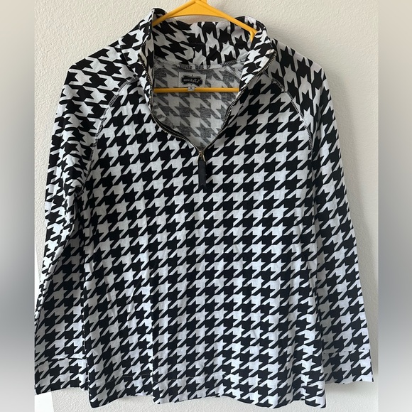 Mud Pie Tops - Mud Pie Houndstooth Quarter-Zip Pullover – Size S